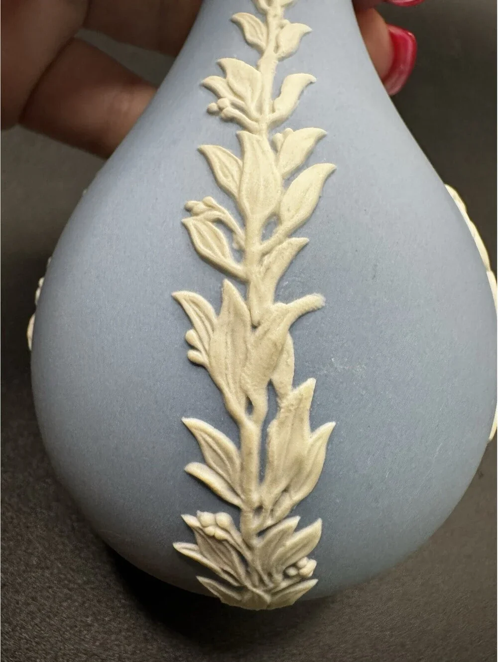 Wedgwood Jasperware Blue Bud Vase - 5” Cherubs